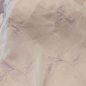 Vintage Sheer Light Purple Shower Curtain With Leafy Design In Darker Purple